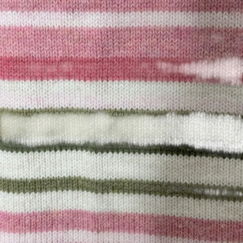 Eddie Bauer Size Medium Pink/Green/White Striped Cotton/Nylon Crew Neck Sweater